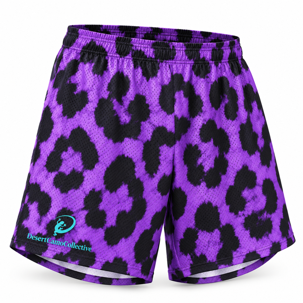 Purple Leopard — Mesh Performance Shorts