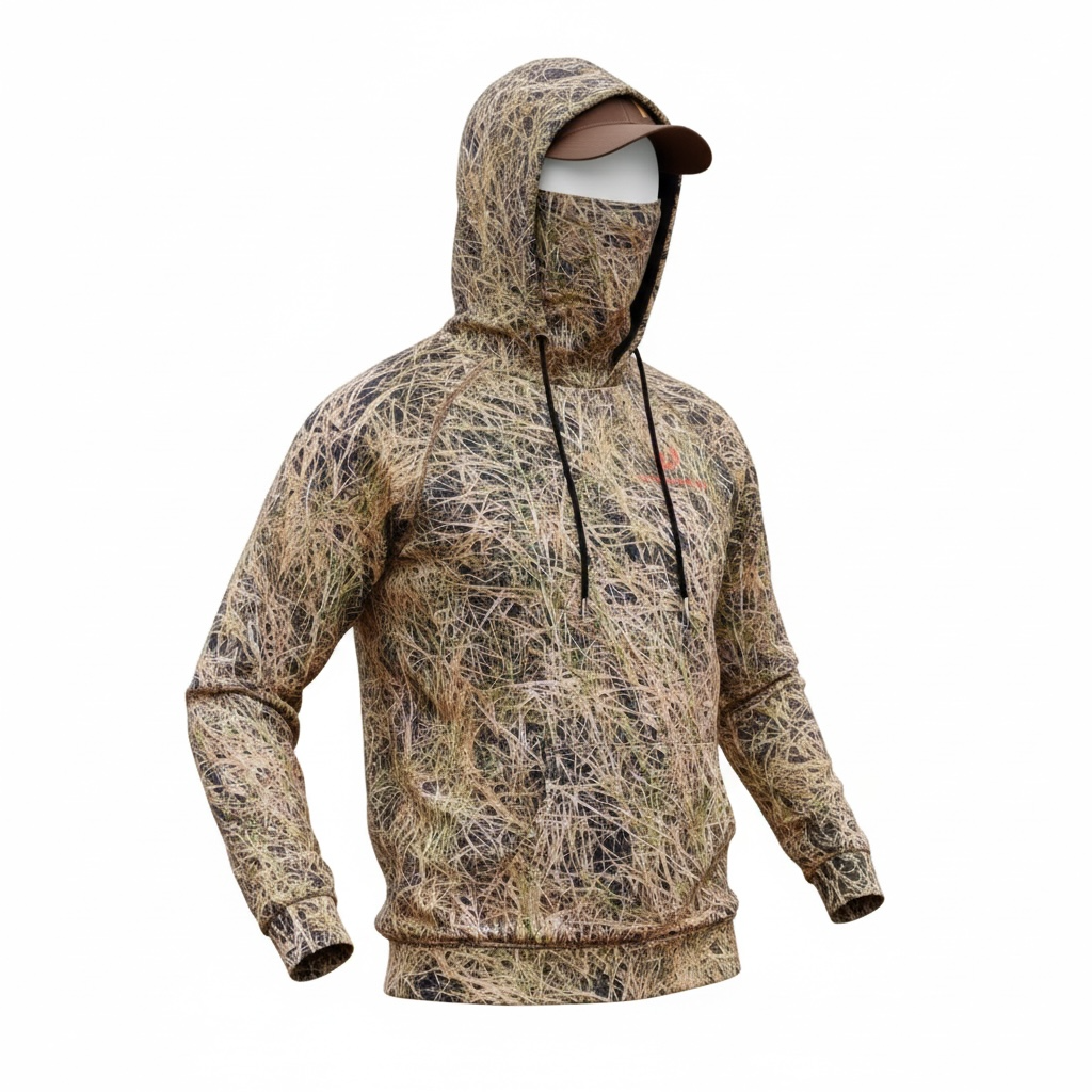 Men's Pullover Hoodie With Mask - Grassland Camouflage™