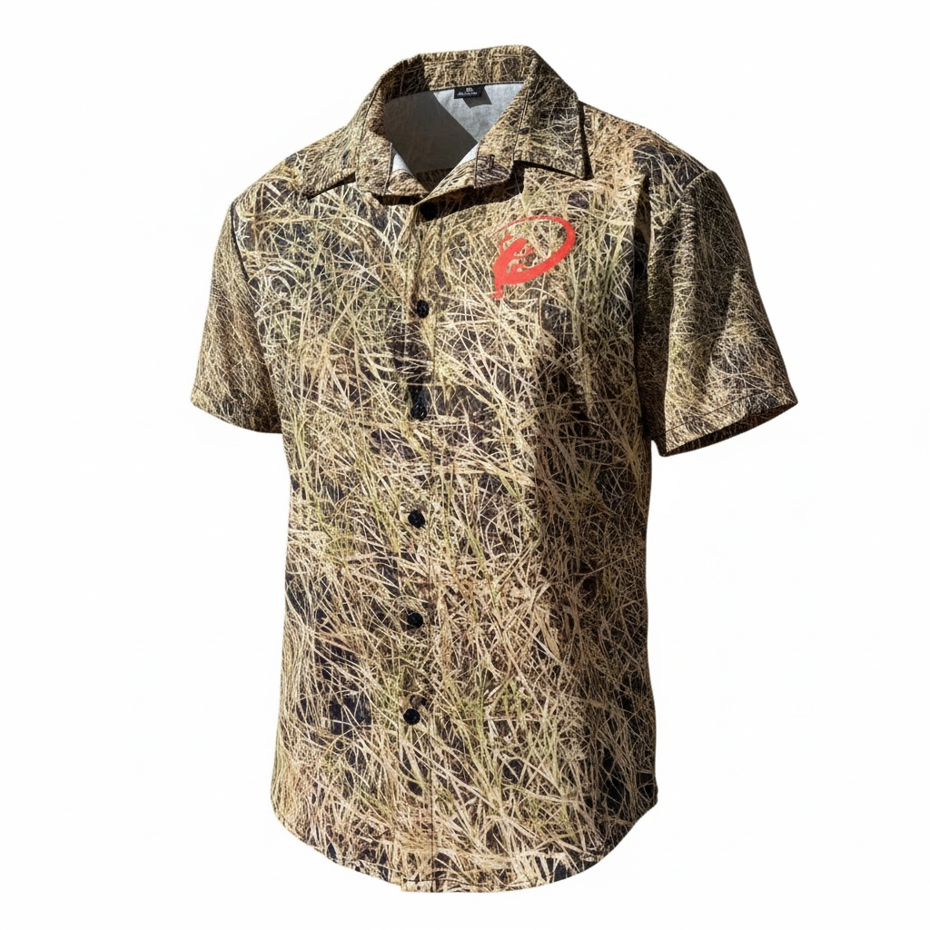 Men's Button Up Collard Shirt - Grassland Camouflage™