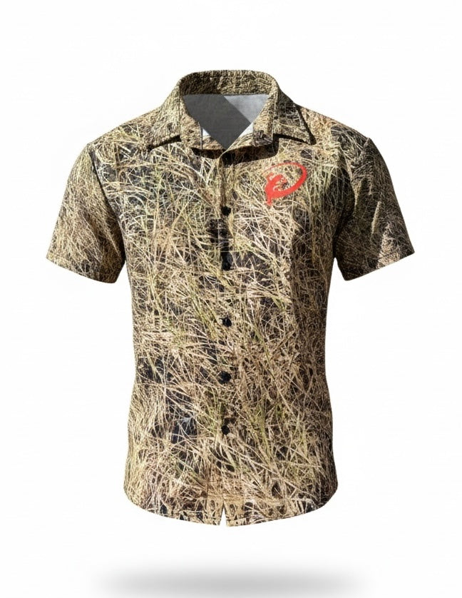Men's Button Up Collard Shirt - Grassland Camouflage™